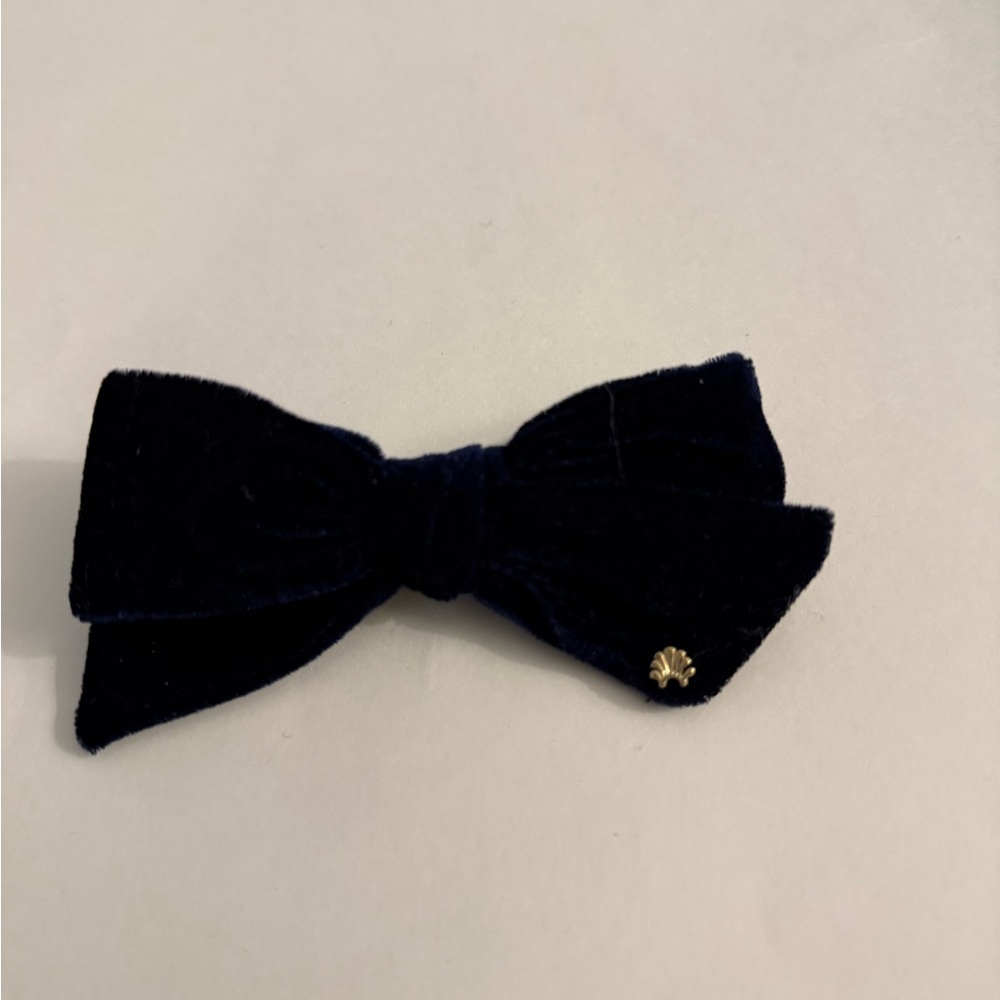Lele Sadoughi Navy Mini Velvet Bow Hair Clip